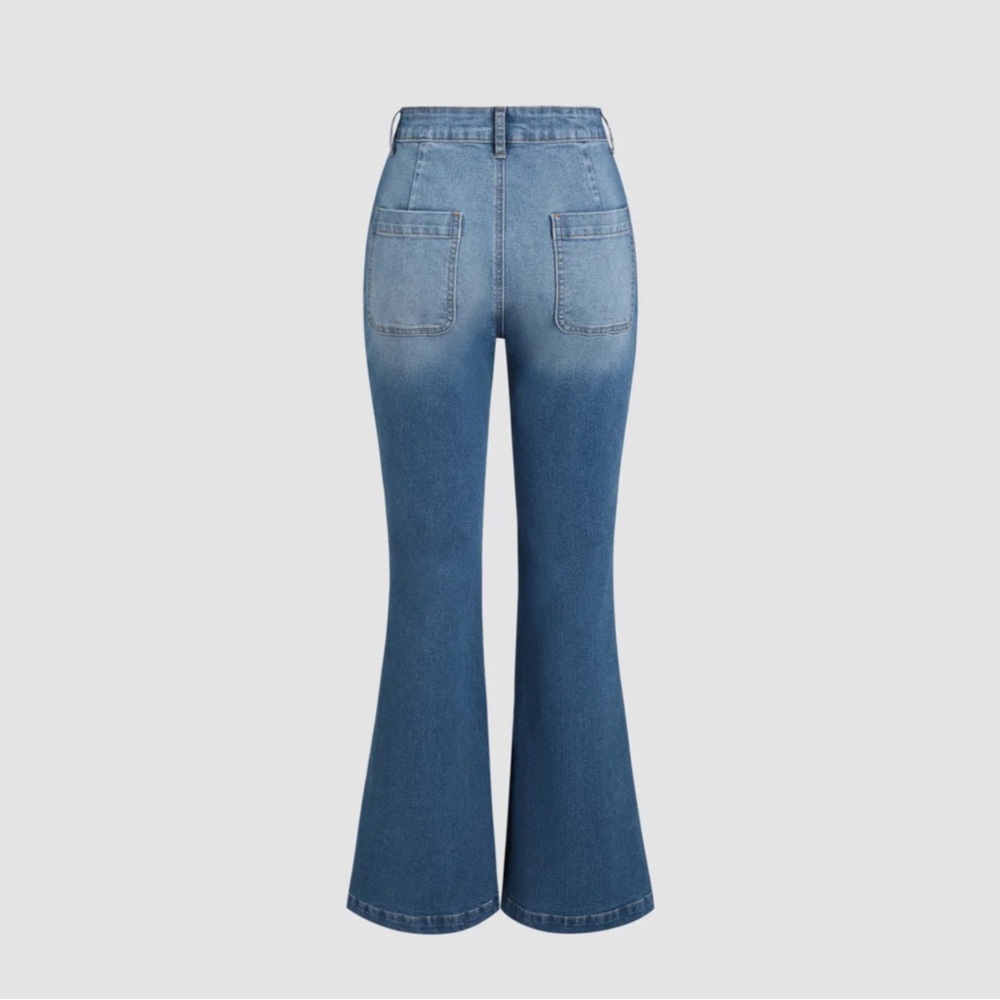 Cider Denim Washed High Waist Flared Jeans - Picture 2 of 7